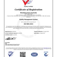 Rhomberg Sersa Australia Pty Ltd ISO-Certificate 9001