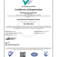 Rhomberg Sersa Australia Pty Ltd ISO-Certificate 14001